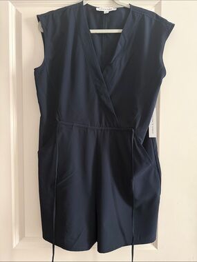 Emma & Sam Navy Sleeveless Wrap Romper with Tie Waist
